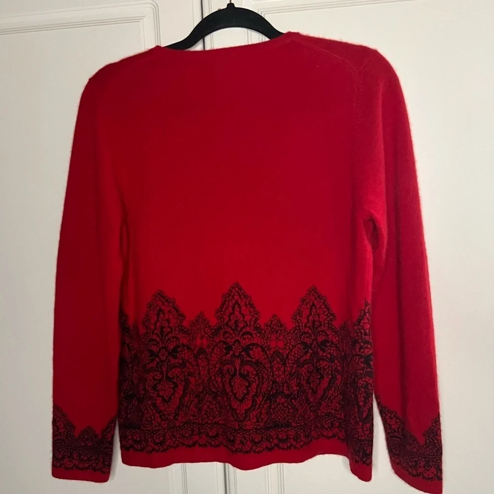 Charter Club 100% Cashmere Lace Print Cardigan